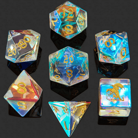 Dragons Hoard Glass Polyhedral Dice Set: Prismatic Crystal